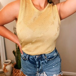 Yellow beige knit top